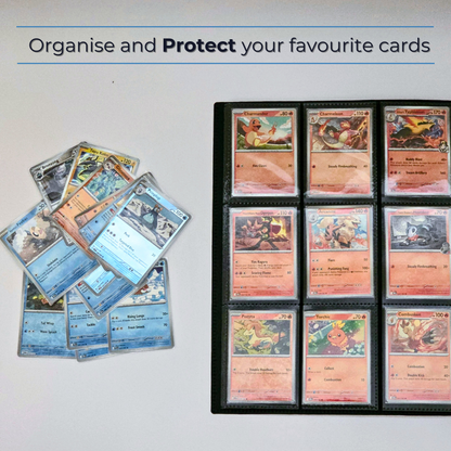 9-Pocket Plastic Trading Card Binder with Strap (Sleeve & Top Loader Options)