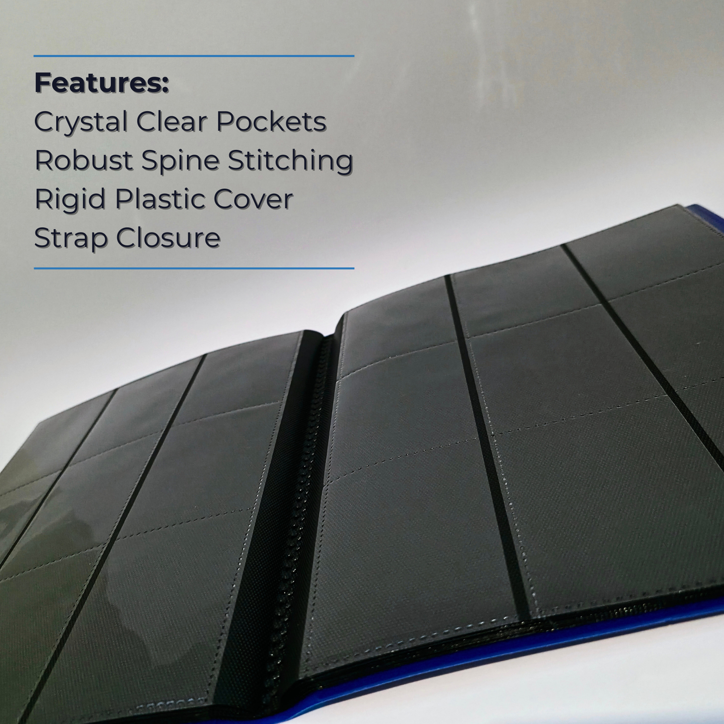 9-Pocket Plastic Trading Card Binder with Strap (Sleeve & Top Loader Options)