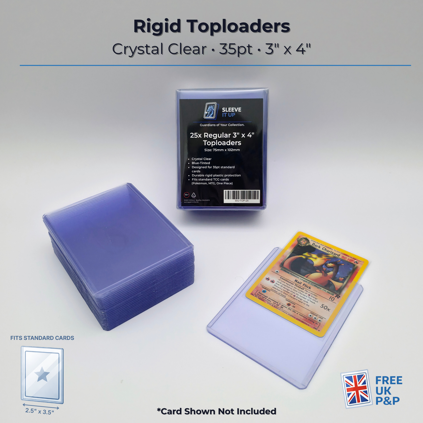 3"x4" Trading Card Top Loaders (35pt) – Rigid Protective Sleeves for TCG (25-100 Pack)