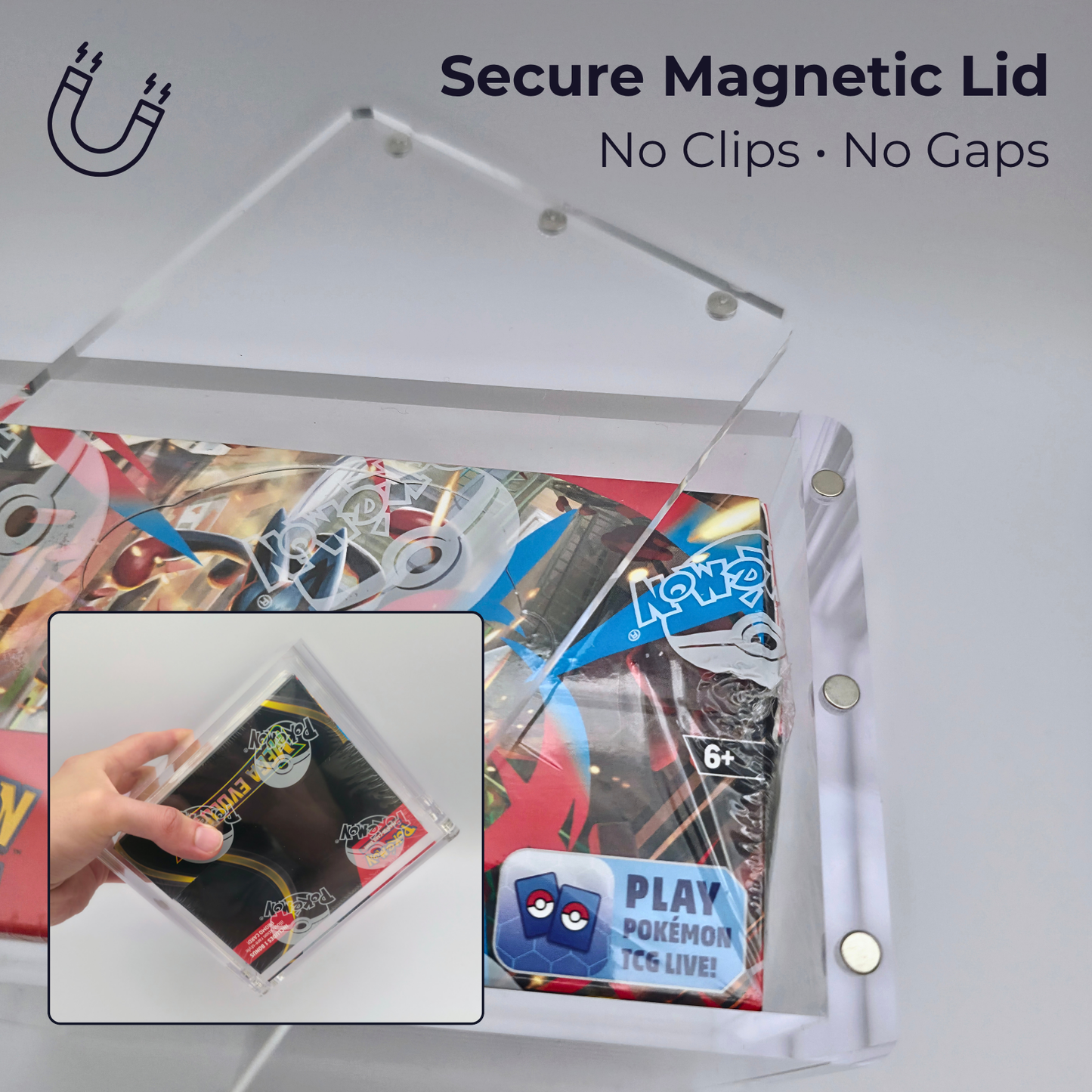 Pokémon Booster Box Acrylic Case – Magnetic 5mm Display Protector