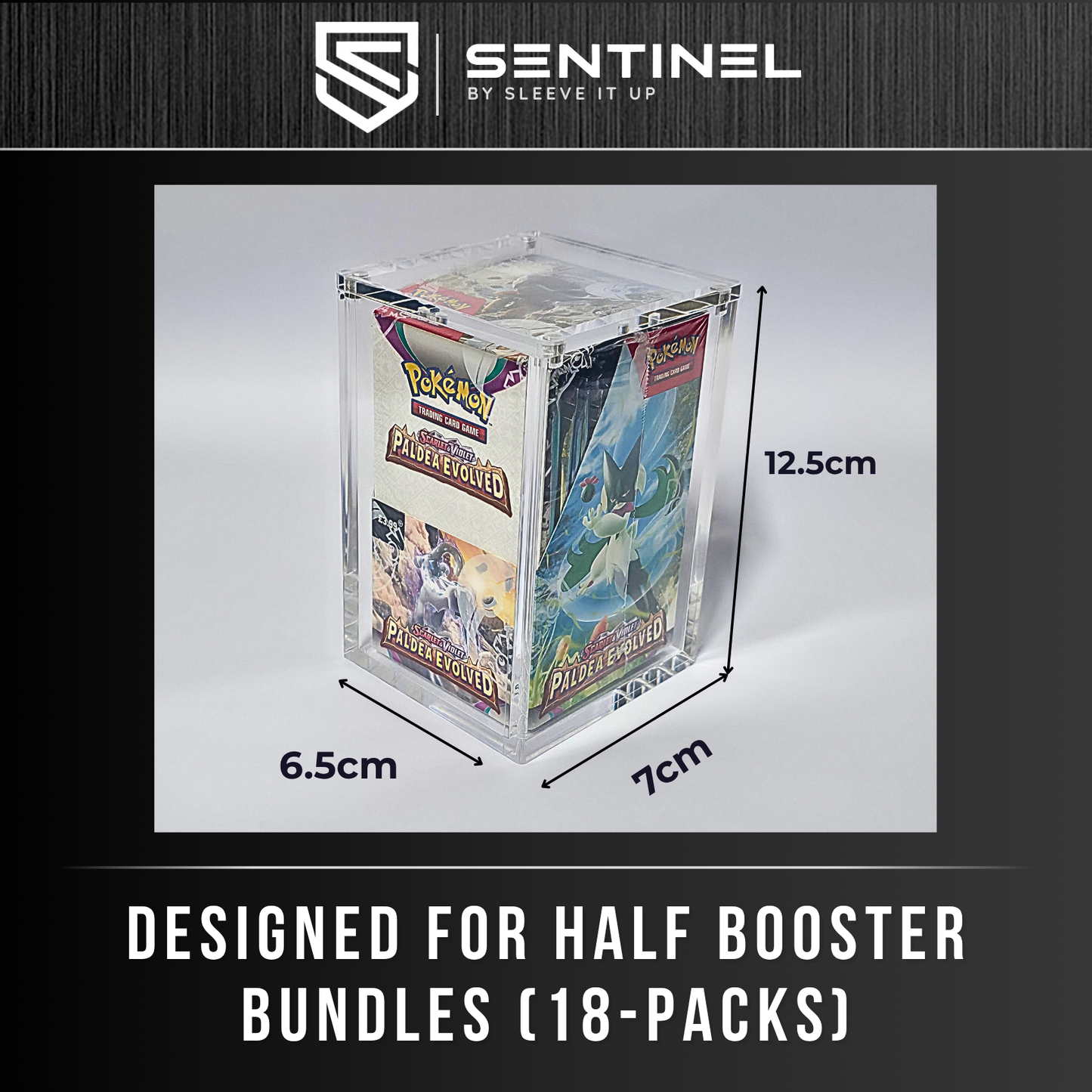 Pokemon Half Booster Acrylic Case- Premium 5mm Thick Display - Magnetic Protector