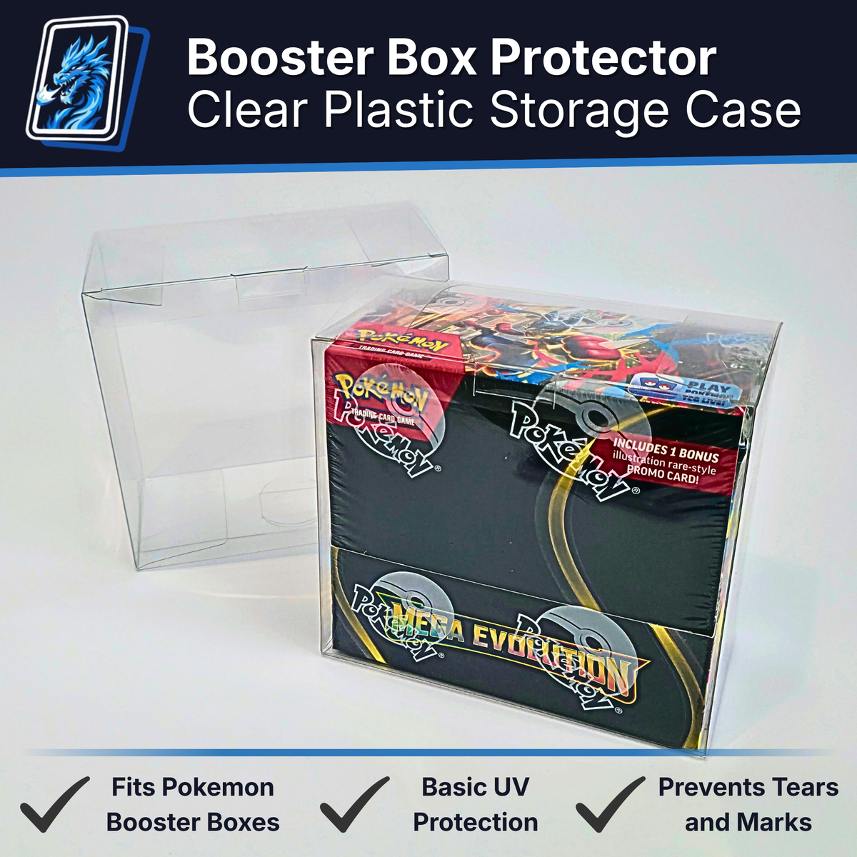 Pokemon Booster Box Plastic Case Protector - TCG Display Strong 0.5mm (1-20 Pack)